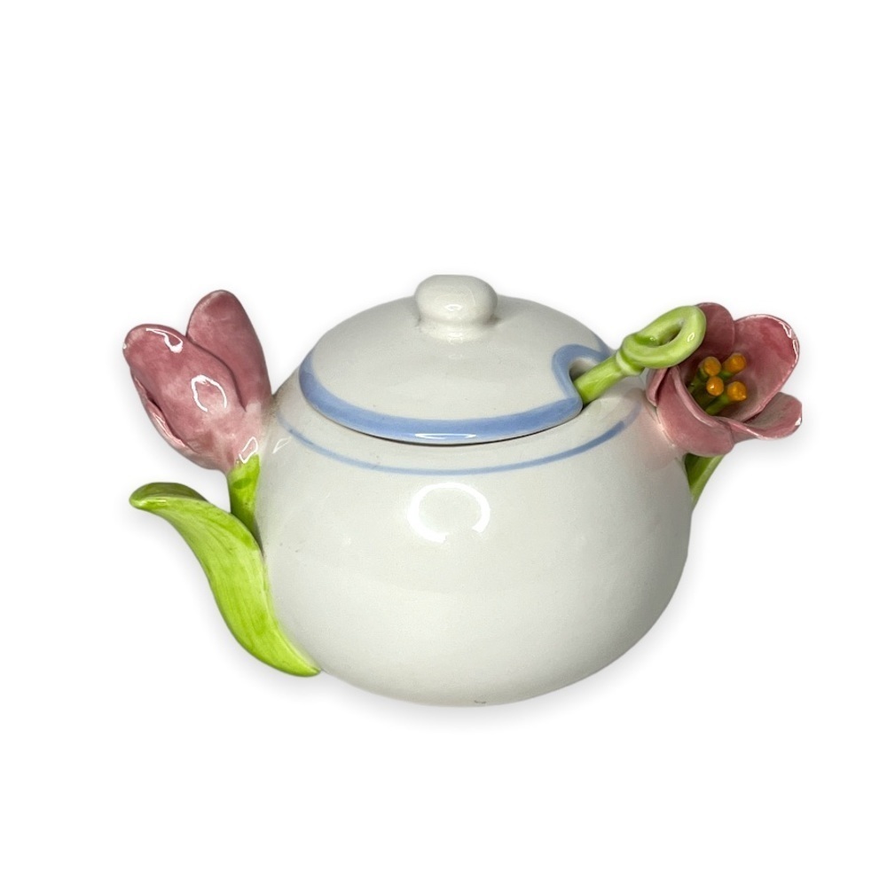 Avon Elegant 3D‎ Tulip Sugar Bowl and Spoon with Lid
